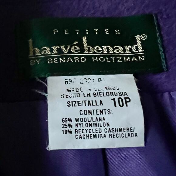 Harve Bernard Petites Purple Jacket Women 10P Wool Blend Classic Luxury Timeless - Picture 7 of 7